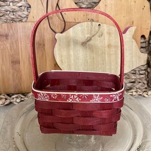 Longaberger 2010 Falling Snow Red Mini Basket